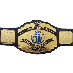 WWF/WWE BLACK INTERCONTINENTAL CHAMPIONSHIP ADULT SIZE METAL REPLICA BELT