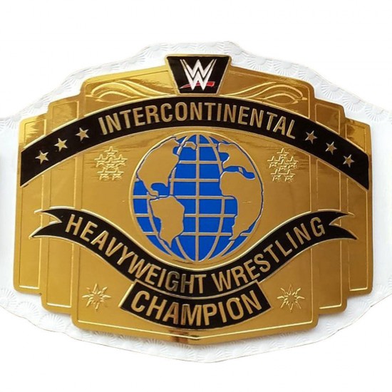 WWE WHITE INTERCONTINENTAL CHAMPIONSHIP ADULT SIZE METAL REPLICA BELT