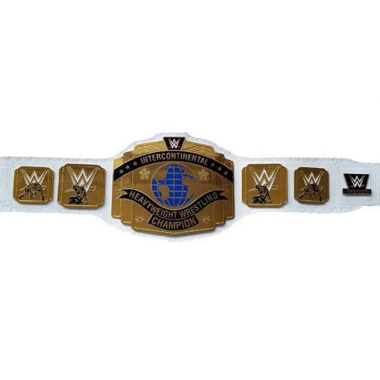 WWE WHITE INTERCONTINENTAL CHAMPIONSHIP ADULT SIZE METAL REPLICA BELT