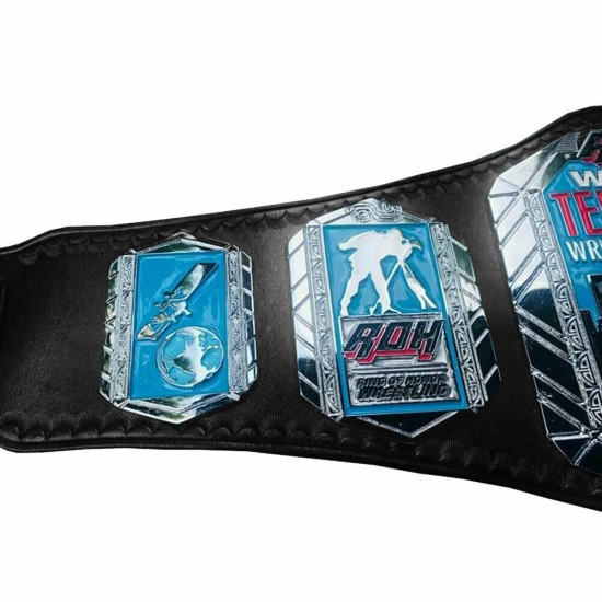 ROH World Television Wrestling Champion Belt Leather Zinc Plates Replica Adults