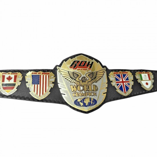 Ring Of Honor Wrestling Championship Belt Leather 2mm Plated Adult Replica New