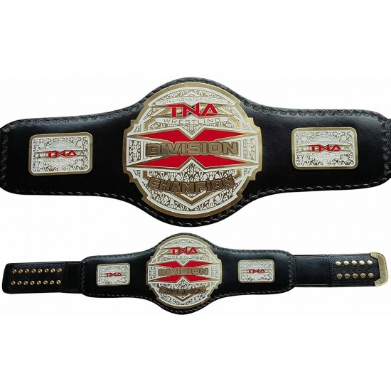 TNA X Division Championship Leather Belt Metal Brass Plated Adult Size Brand New