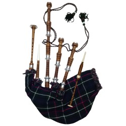 Scottish Highland Bagpipes Mackenzie Tartan Rosewood Natural Finish Silver Amounts