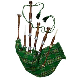 Scottish Highland Bagpipes Irish Tartan Rosewood Natural Finish Silver Amounts