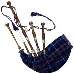 Scottish Highland Bagpipes Pride of Scotland Tartan Rosewood Natural Finish Silver Amounts