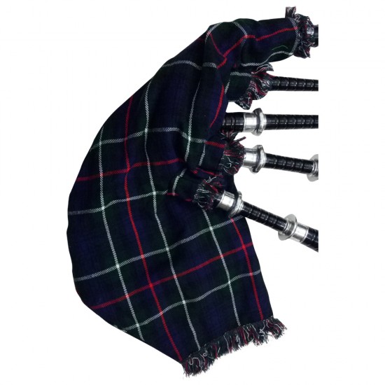 Scottish Highland Bagpipes Mackenzie Tartan Black Finish Silver Amounts