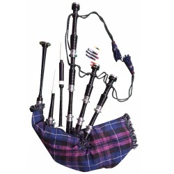 Scottish Highland Bagpipes Pride of Scotland Tartan Black Finish Silver Amounts